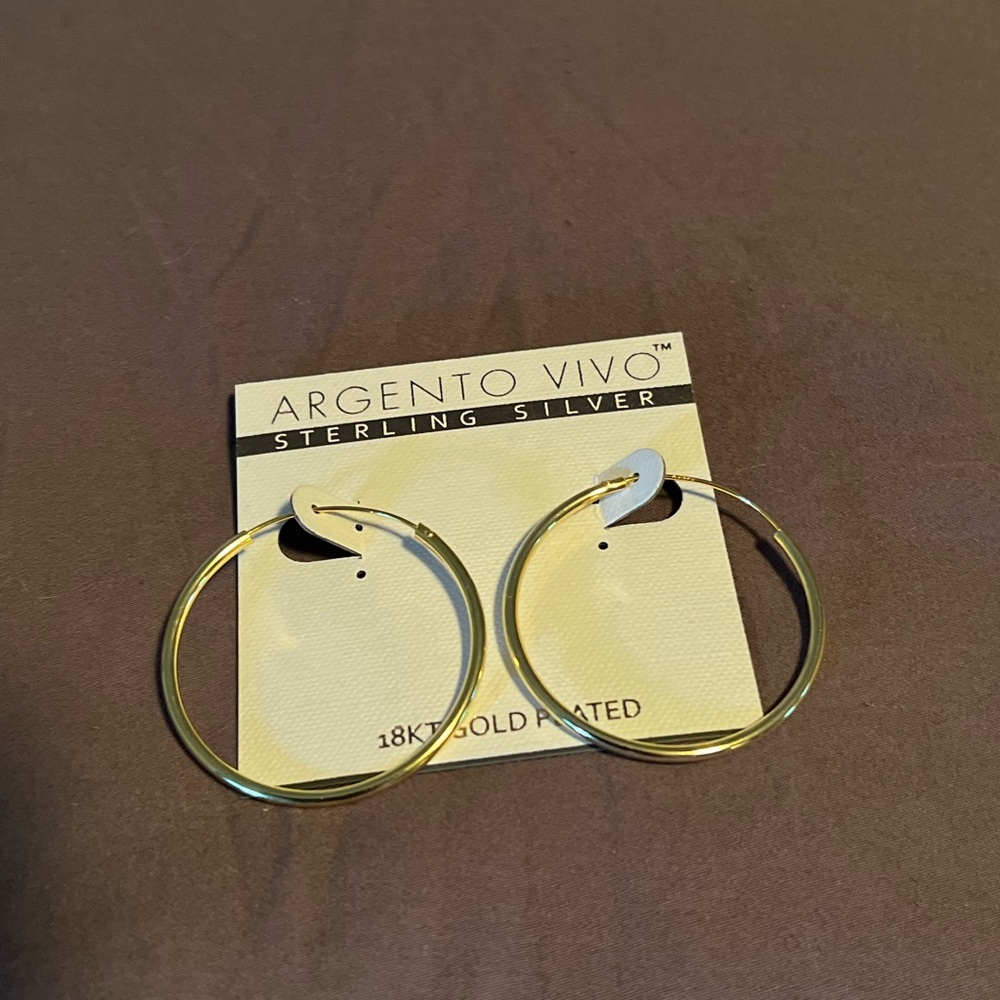 Argento Vivo Silver 18k gold plated hoops